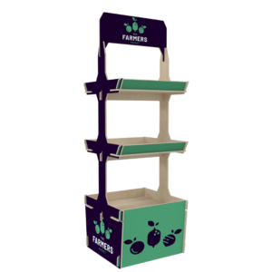Double-Sided Plywood Display Stand with 3 Shelves (ACCESS)